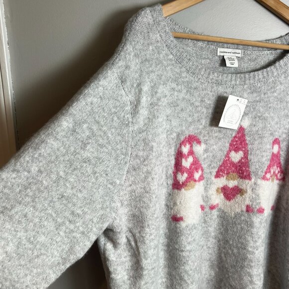 Cupcakes and Cashmere Womens Plus Size 3X Gnome Plush Sweater Gray Scoop Neck - Picture 5 of 10